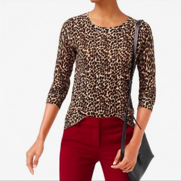 J.Crew Factory Leopard Animal Print Teddie Sweater Crewneck Cotton Sz XS - Picture 2 of 8